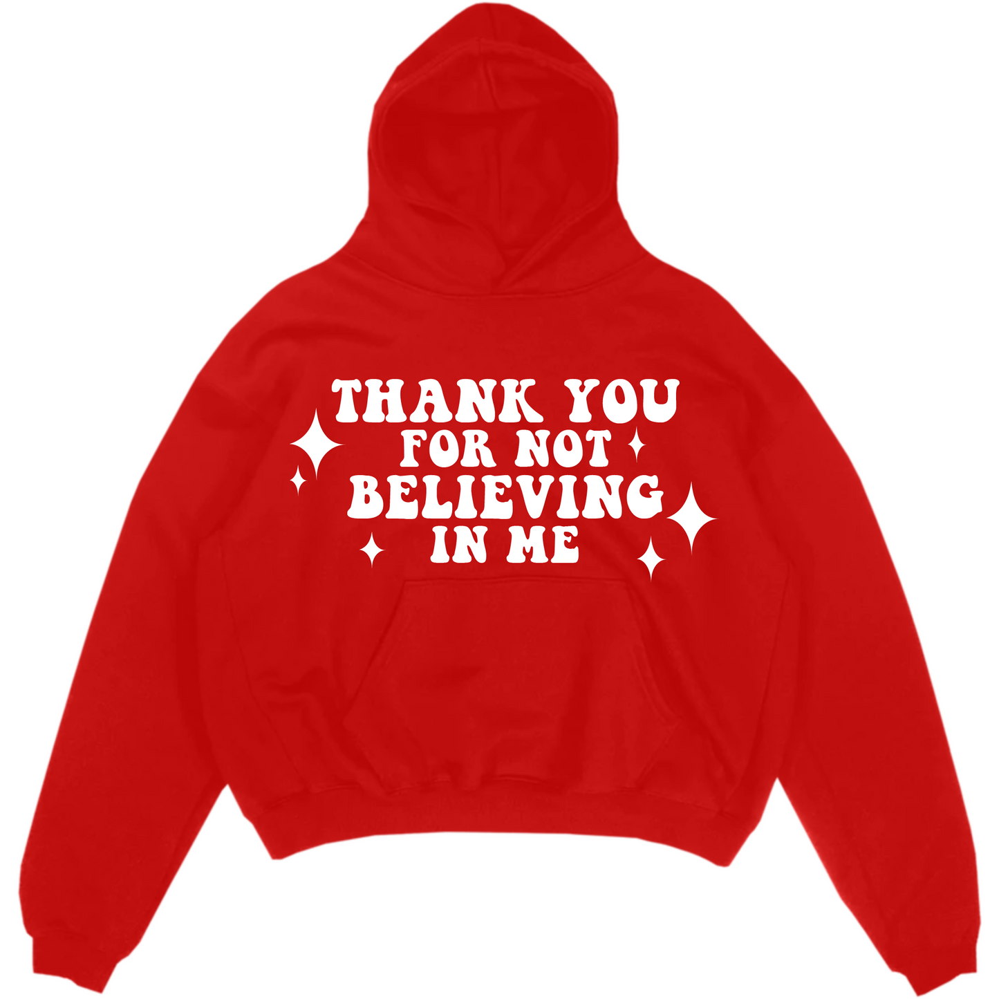 White On Red Star Hoodie
